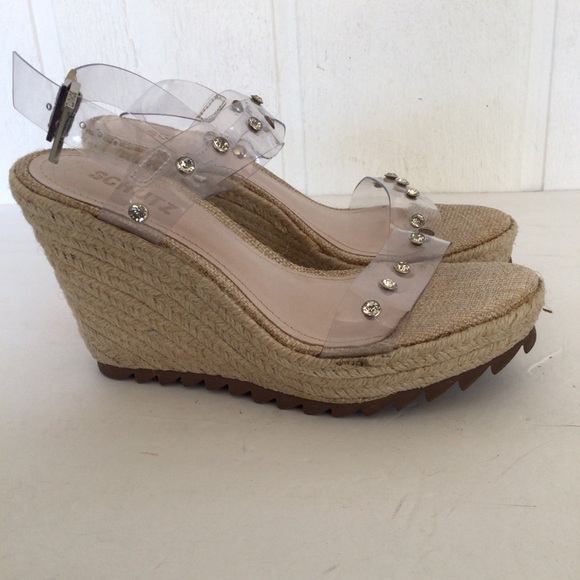 SCHUTZ ROPE WEDGES WITH CLEAR STRAPS SIZE 7.5 - Picture 2 of 15